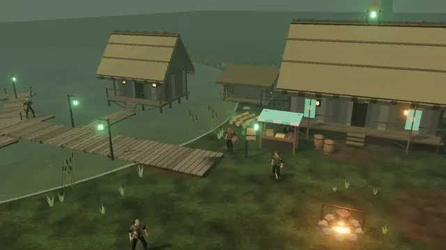 Lanternwatch, a village on stilts over the black water of Mournfen